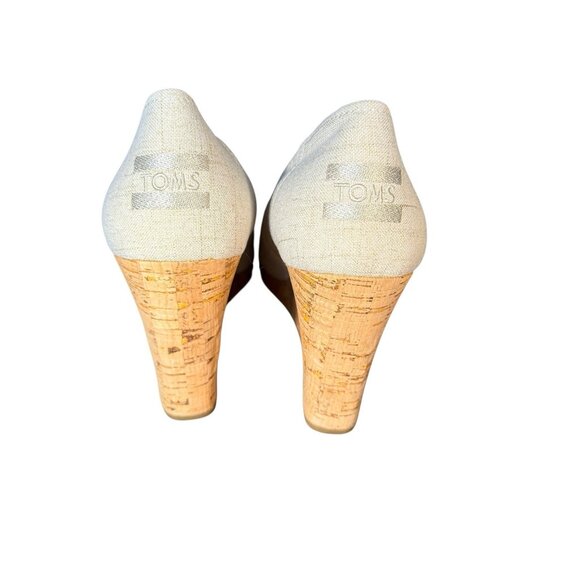 TOMS Classic Wedge Women's Sandal Size 9.5 Beige Natural Classic Jacquard - Picture 3 of 5